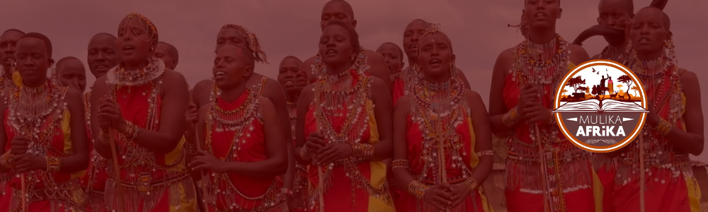 Banner with Maasai woman and men jumping
